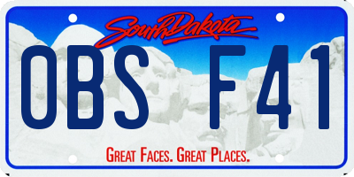SD license plate 0BSF41