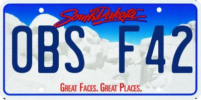 SD license plate 0BSF42