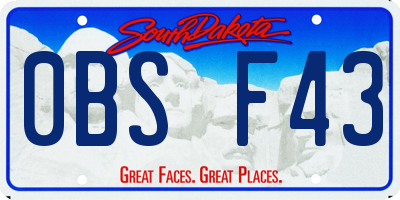 SD license plate 0BSF43