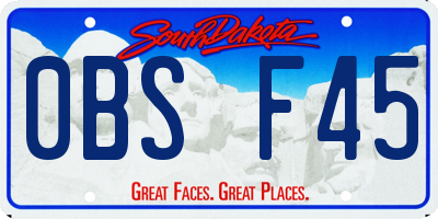 SD license plate 0BSF45
