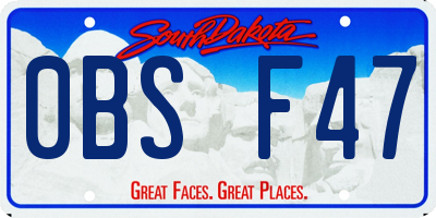 SD license plate 0BSF47