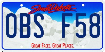 SD license plate 0BSF58
