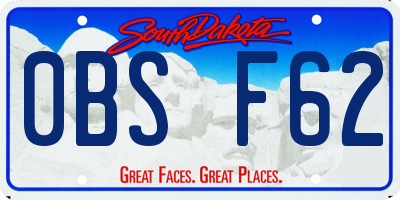 SD license plate 0BSF62