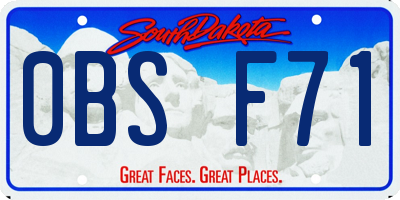 SD license plate 0BSF71