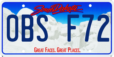 SD license plate 0BSF72