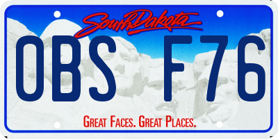 SD license plate 0BSF76