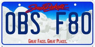 SD license plate 0BSF80
