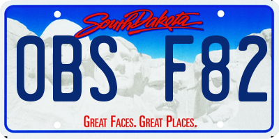 SD license plate 0BSF82