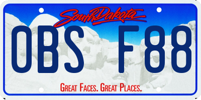 SD license plate 0BSF88