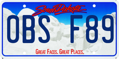 SD license plate 0BSF89