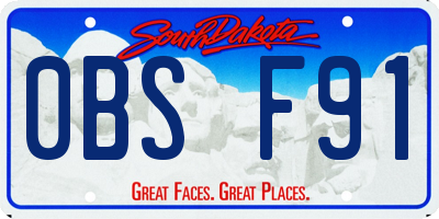 SD license plate 0BSF91