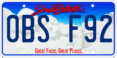 SD license plate 0BSF92