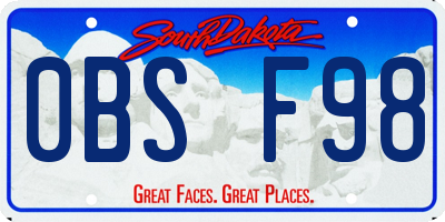 SD license plate 0BSF98