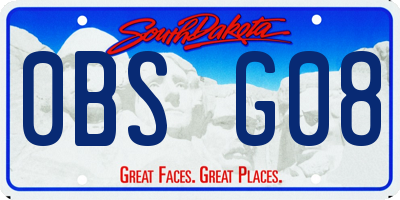 SD license plate 0BSG08