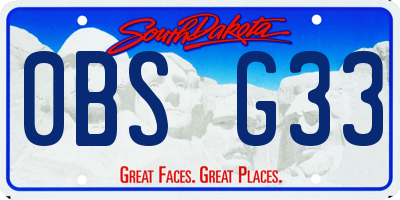 SD license plate 0BSG33
