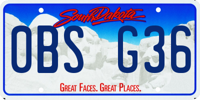 SD license plate 0BSG36