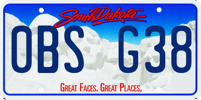 SD license plate 0BSG38