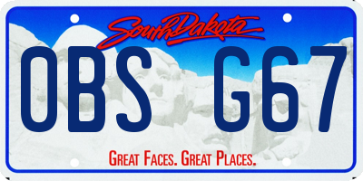 SD license plate 0BSG67
