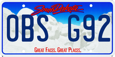 SD license plate 0BSG92