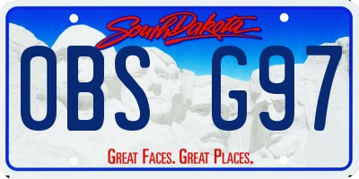 SD license plate 0BSG97