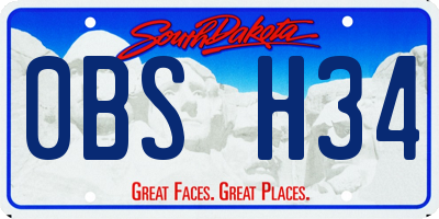 SD license plate 0BSH34