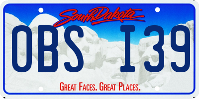 SD license plate 0BSI39