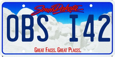 SD license plate 0BSI42