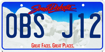 SD license plate 0BSJ12