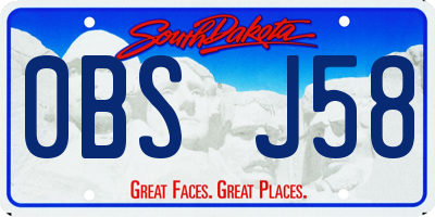 SD license plate 0BSJ58