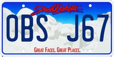 SD license plate 0BSJ67