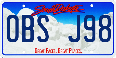 SD license plate 0BSJ98