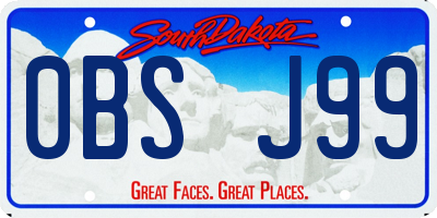 SD license plate 0BSJ99