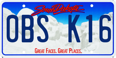 SD license plate 0BSK16