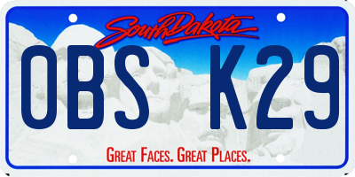 SD license plate 0BSK29