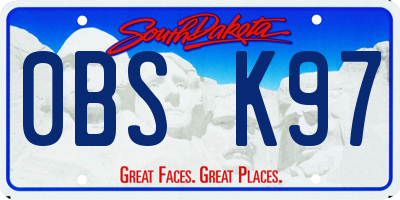 SD license plate 0BSK97