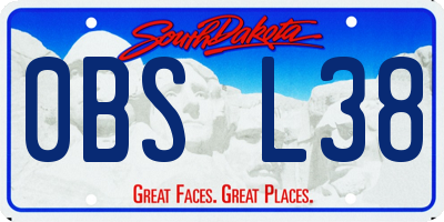SD license plate 0BSL38