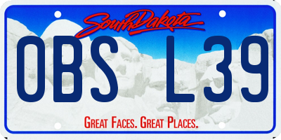 SD license plate 0BSL39