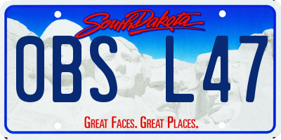 SD license plate 0BSL47