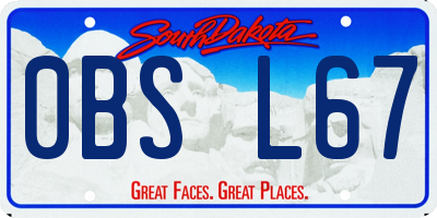 SD license plate 0BSL67
