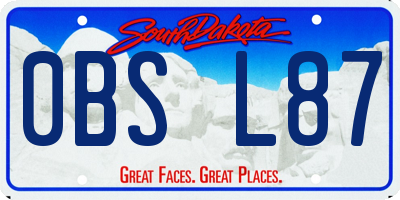 SD license plate 0BSL87