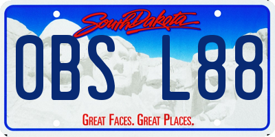 SD license plate 0BSL88