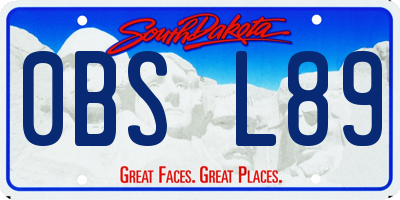 SD license plate 0BSL89