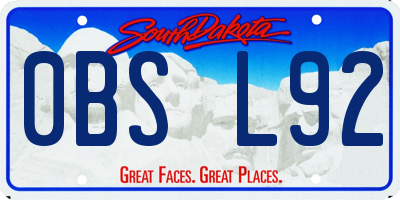 SD license plate 0BSL92