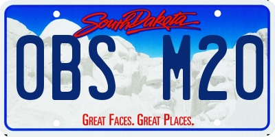 SD license plate 0BSM20