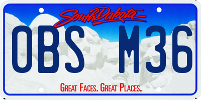 SD license plate 0BSM36