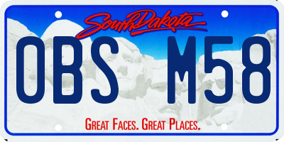 SD license plate 0BSM58