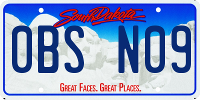 SD license plate 0BSN09
