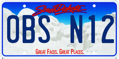 SD license plate 0BSN12