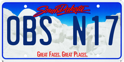 SD license plate 0BSN17