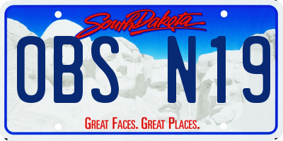 SD license plate 0BSN19